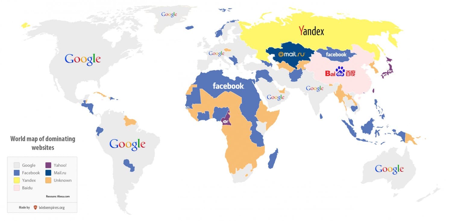 Carte des meilleurs moteurs de recherche