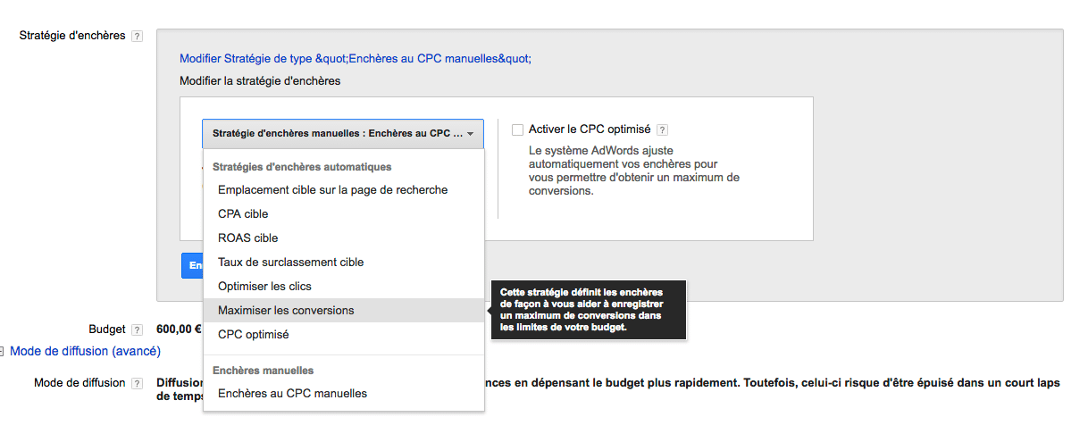 Nouvelle strategie d'encheres adwords