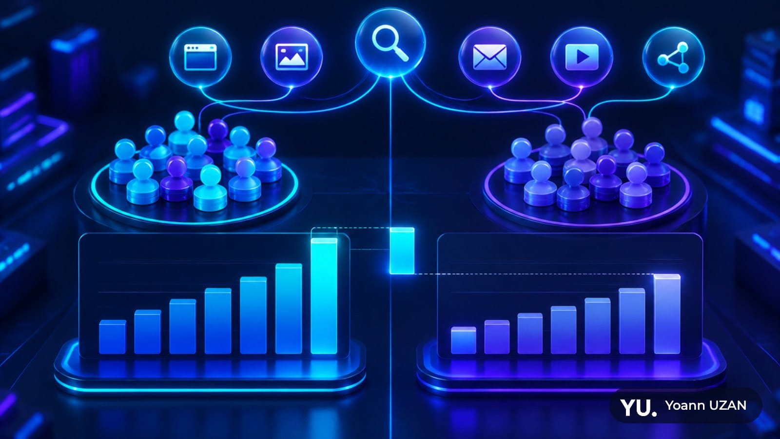 Illustration d'une étude d'incrémentalité comparant groupe exposé et groupe témoin avec Conversion Lift Google Ads