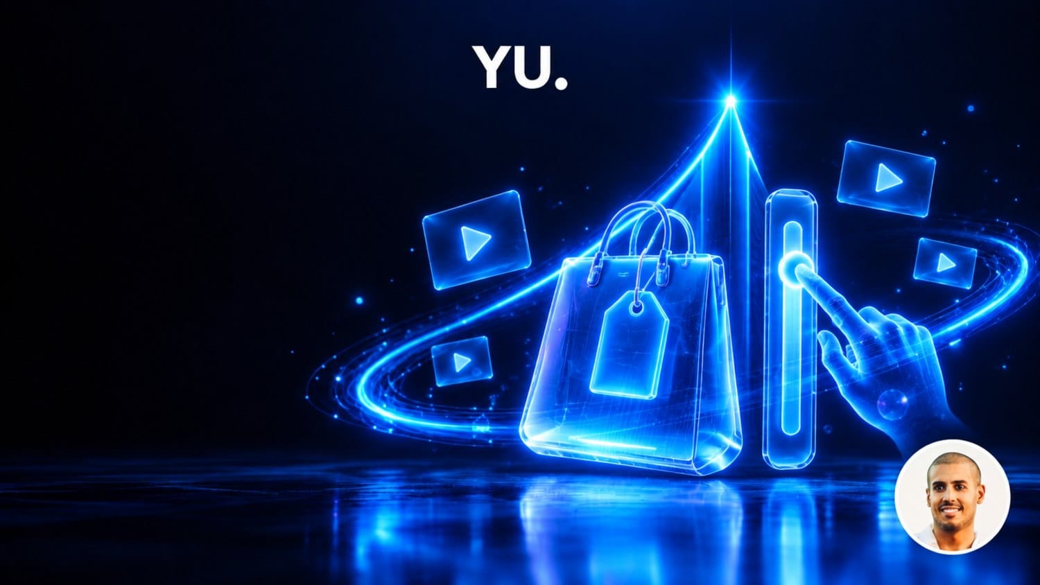 Sac de shopping holographique sous une courbe lumineuse en pic et un curseur poussé vers le haut, illustrant les ajustements de saisonnalité Demand Gen pour le Black Friday
