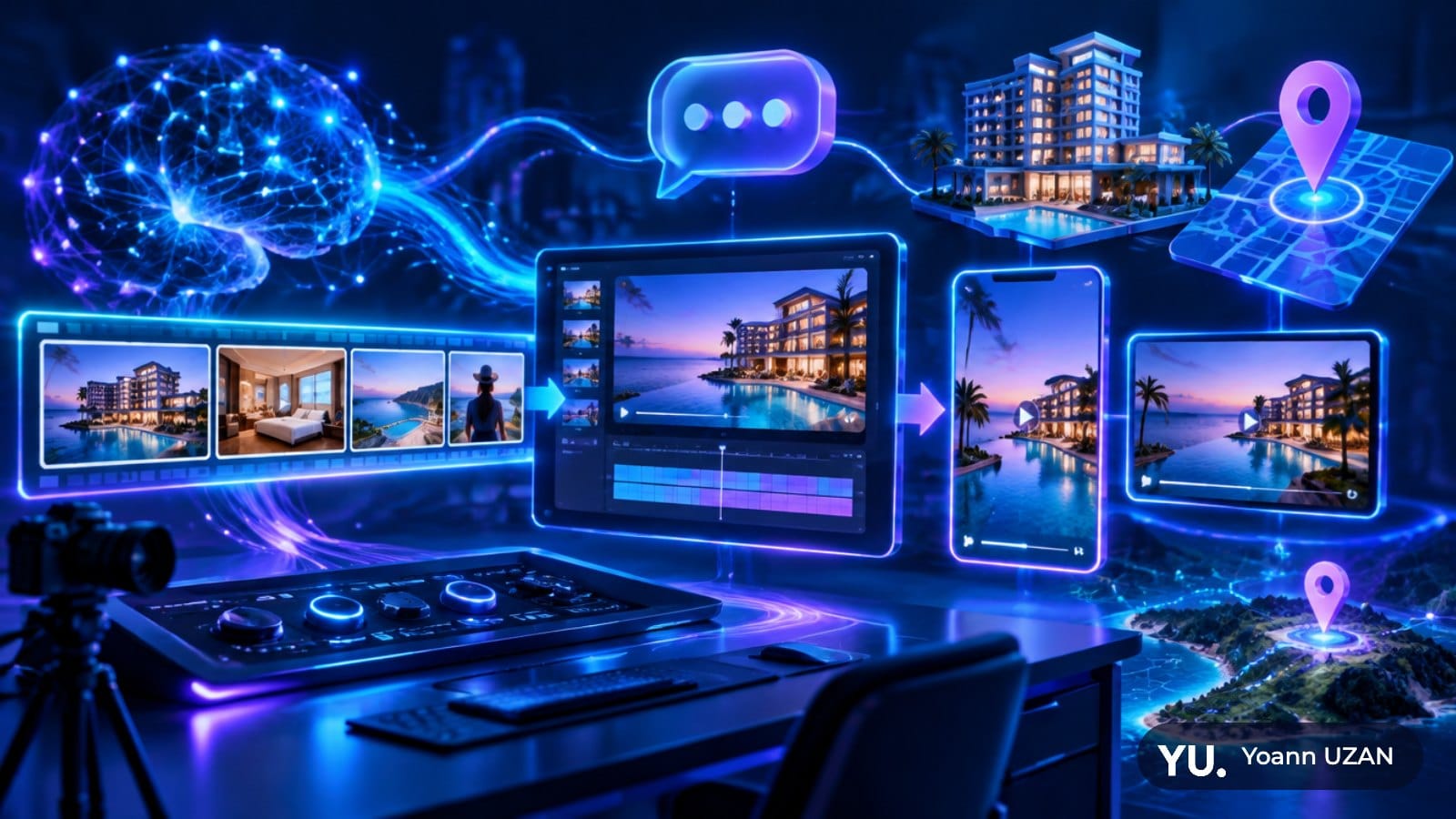 Illustration des nouveautés Demand Gen : vidéo générée par IA, formats verticaux et annonces vers messagerie