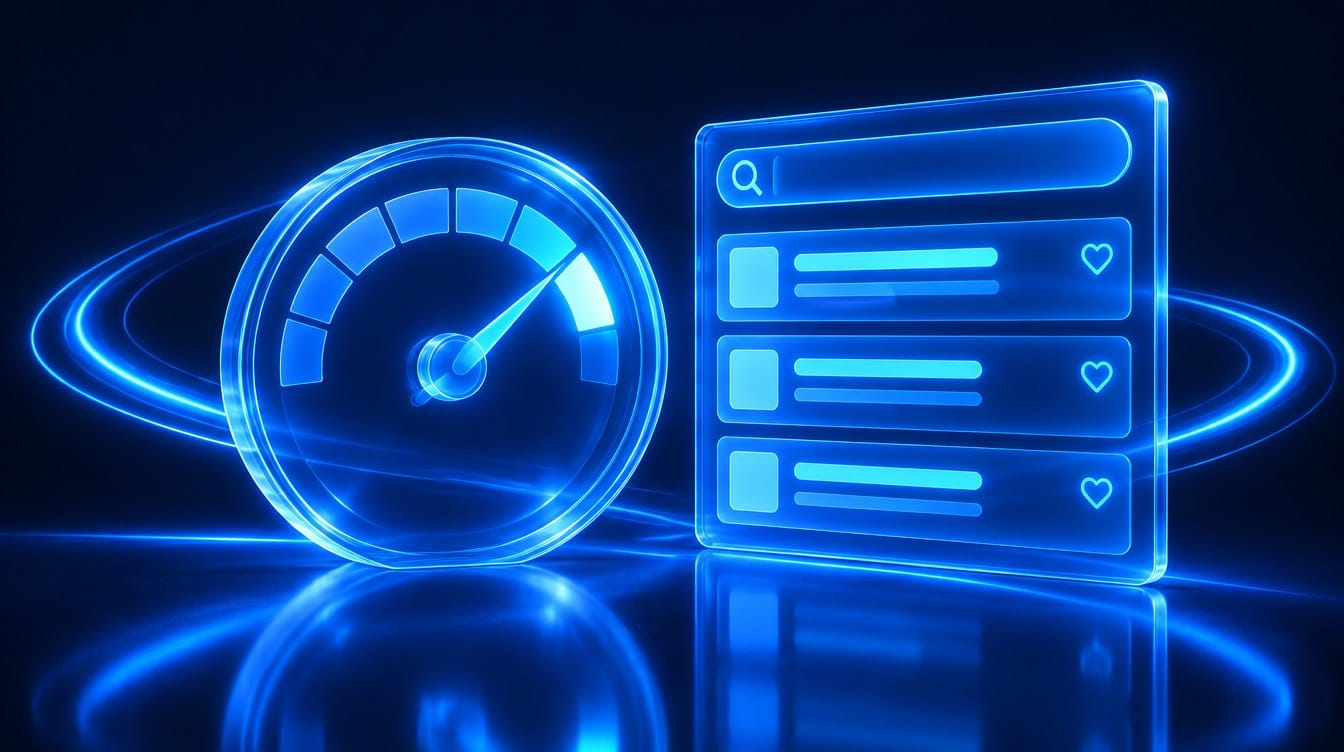 Jauge lumineuse proche d'un seuil à côté d'une page de résultats de recherche, illustrant le taux de clic minimum de 5 % exigé par Ad Grants