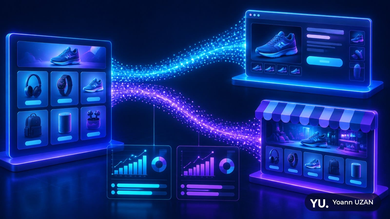 Illustration des clics sur produit Google Ads séparés des clics hors produit dans une annonce